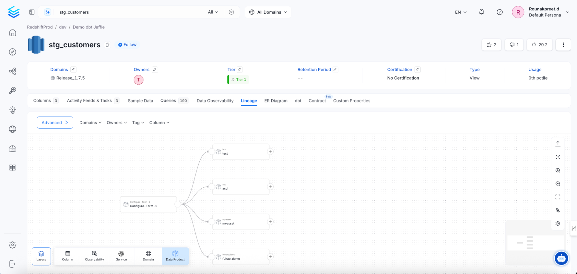 Data Product Layer in Lineage