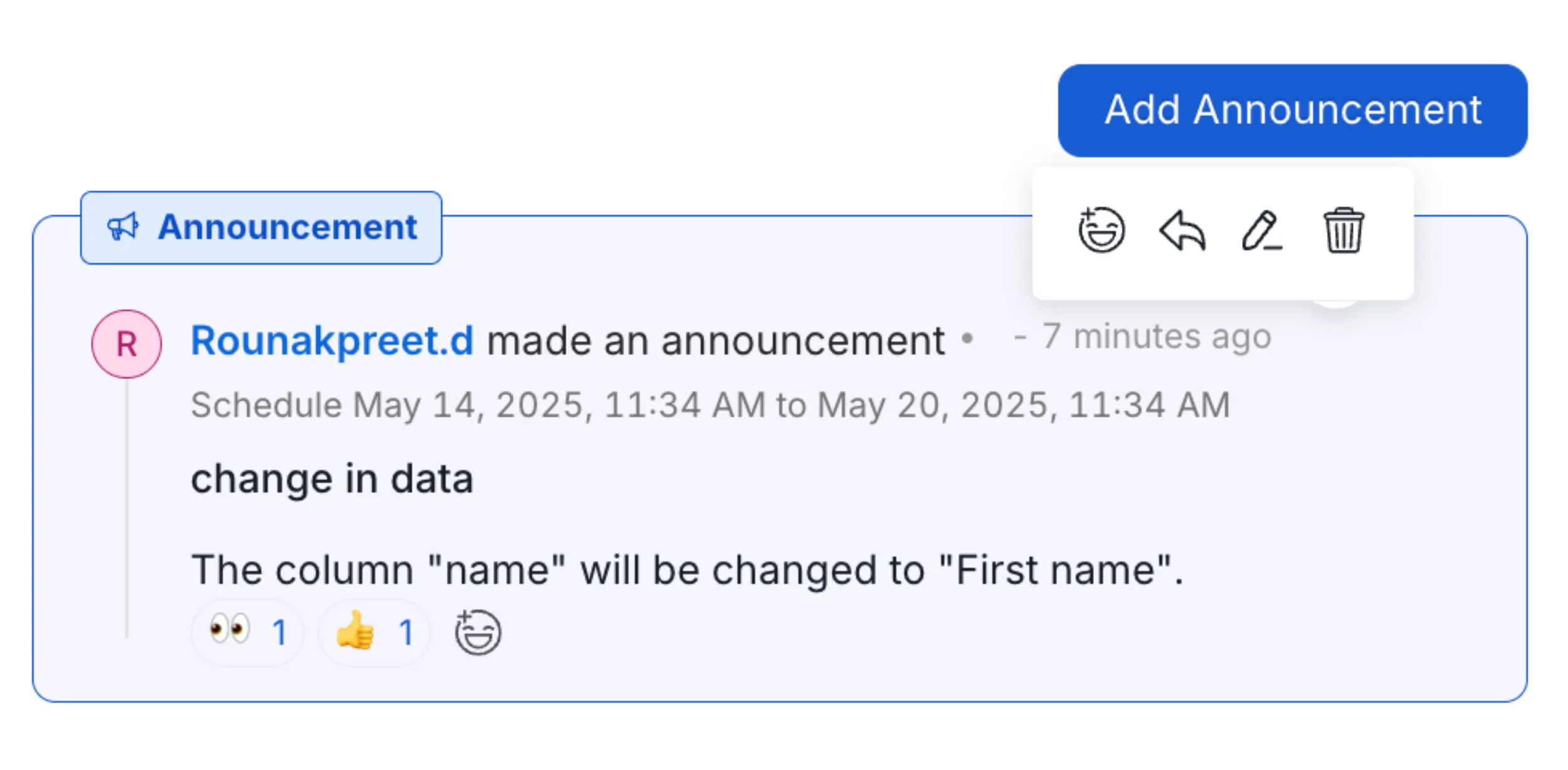 Reply or React to an Announcement
